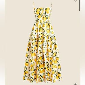 J. Crew A- Line Midi Dress in Limoncello NWT size 10 lemon print sundres…